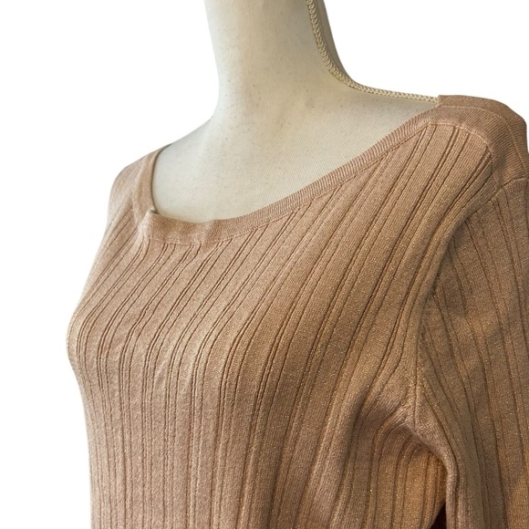 Croft & Barrow Ribbed Button Sides Long Sleeve Knit Sweater SZ XL Rose Gold NEW - Picture 2 of 7